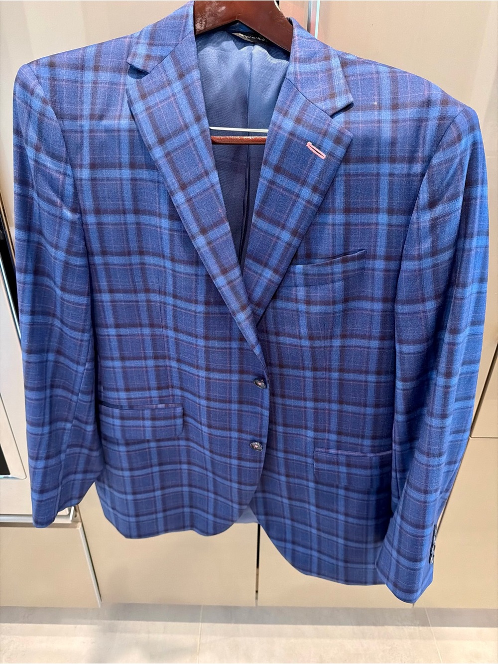 Men's Coppley Blue Plaid Two-Button Blazer